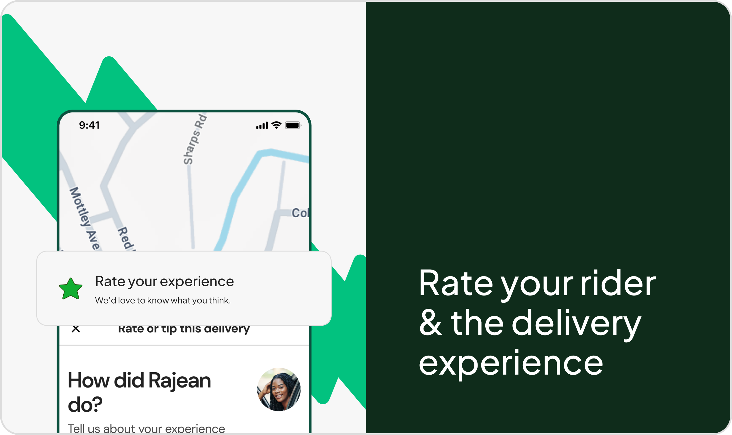 Rate your rider & the delivery experience
