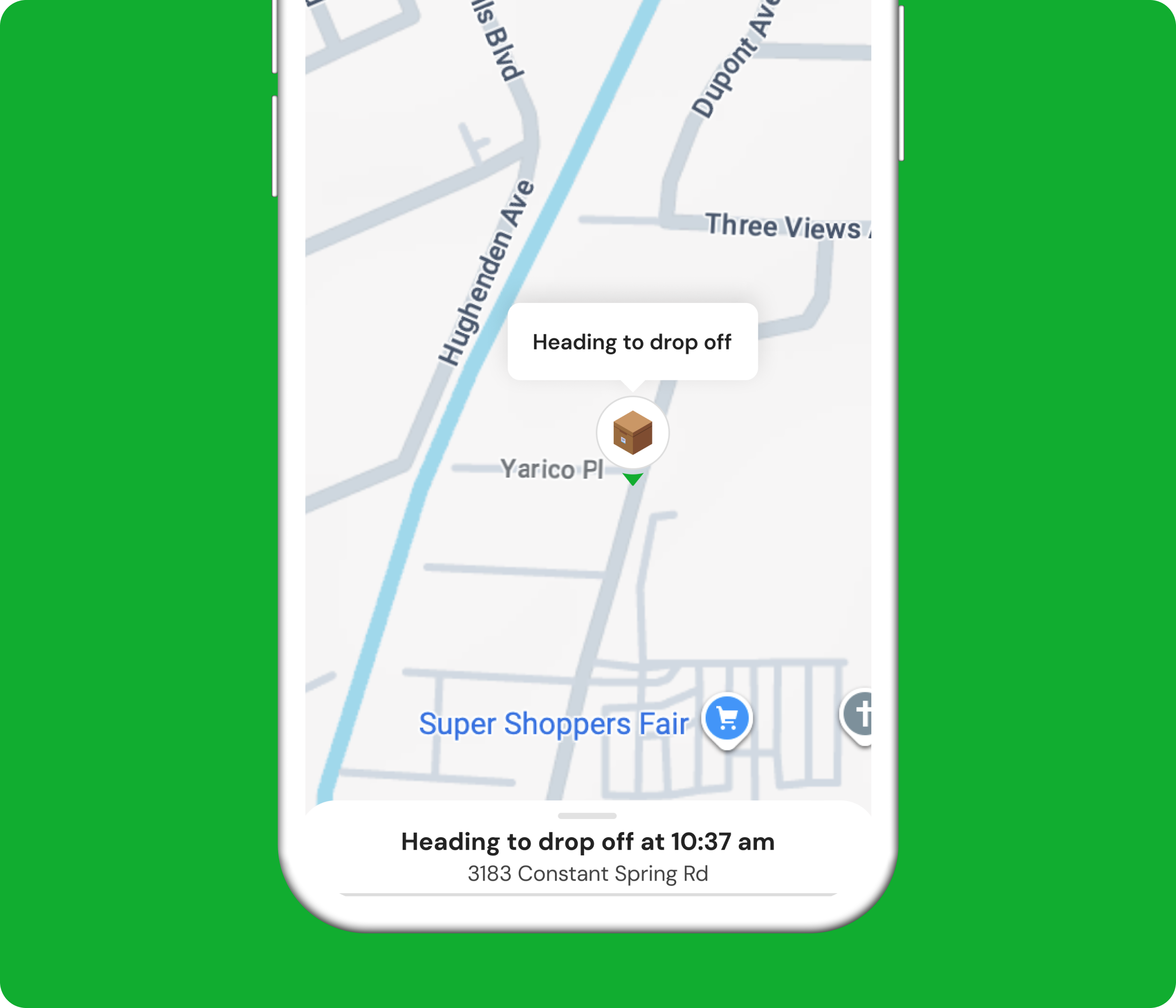 Rider heads to the drop-off location